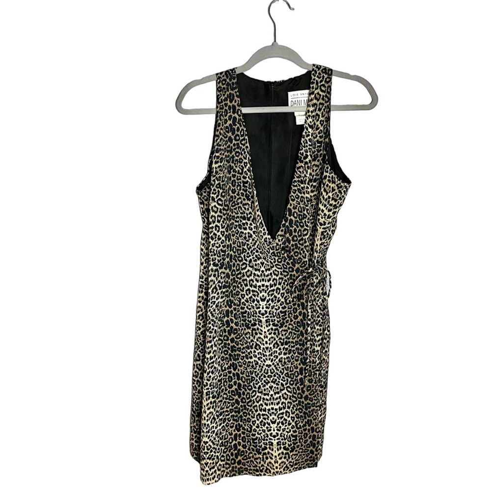 VINTAGE LOIS SNYDER DANI MAX 80s Faux Wrap Cheetah Print Dress